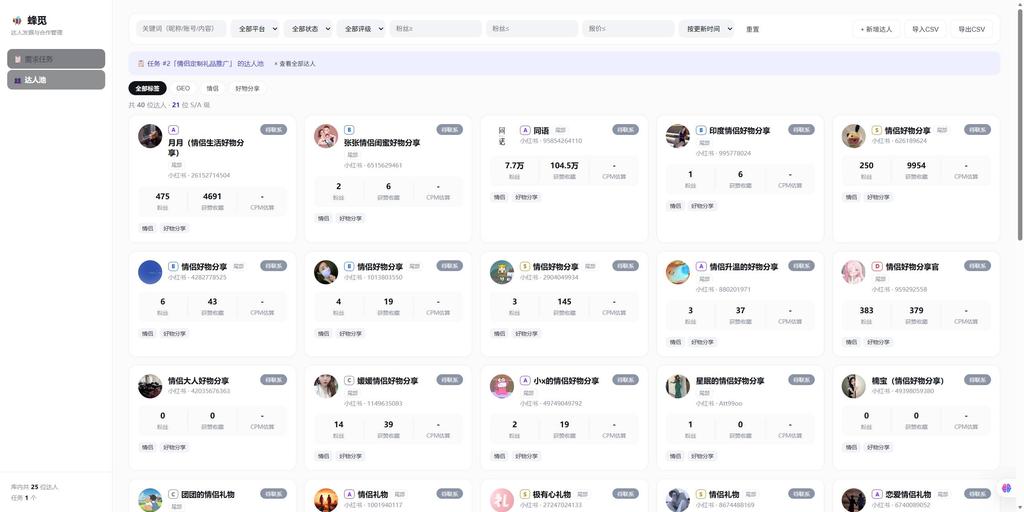 达人池管理系统