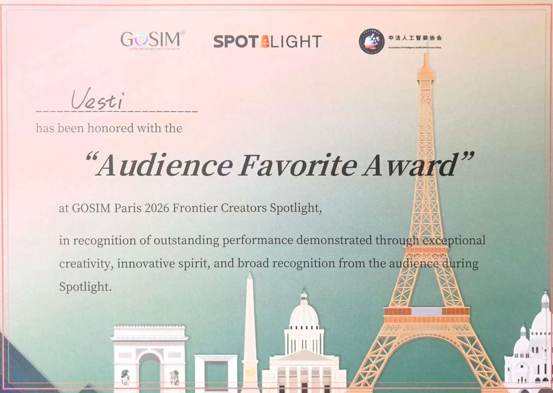 GOSIM Paris 2026 Audience Favorite Award